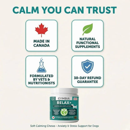 Relax+ Supplément en Friandises Relaxantes pour Chiens - Stress et Anxiété