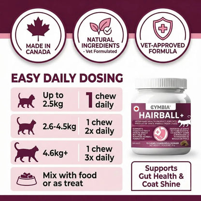 Hairball+ Cat Hairball Supplement - Digestive Support (70 chews)